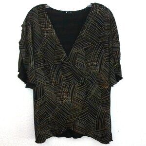 Black stripes V-neck T-Shirt